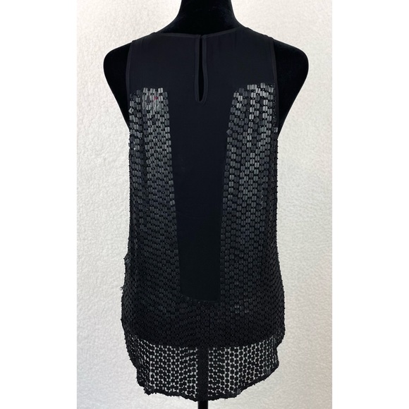 PARKER • Black Carson Combo Silk Chiffon Sequin Embellished Tank Top - Picture 9 of 16